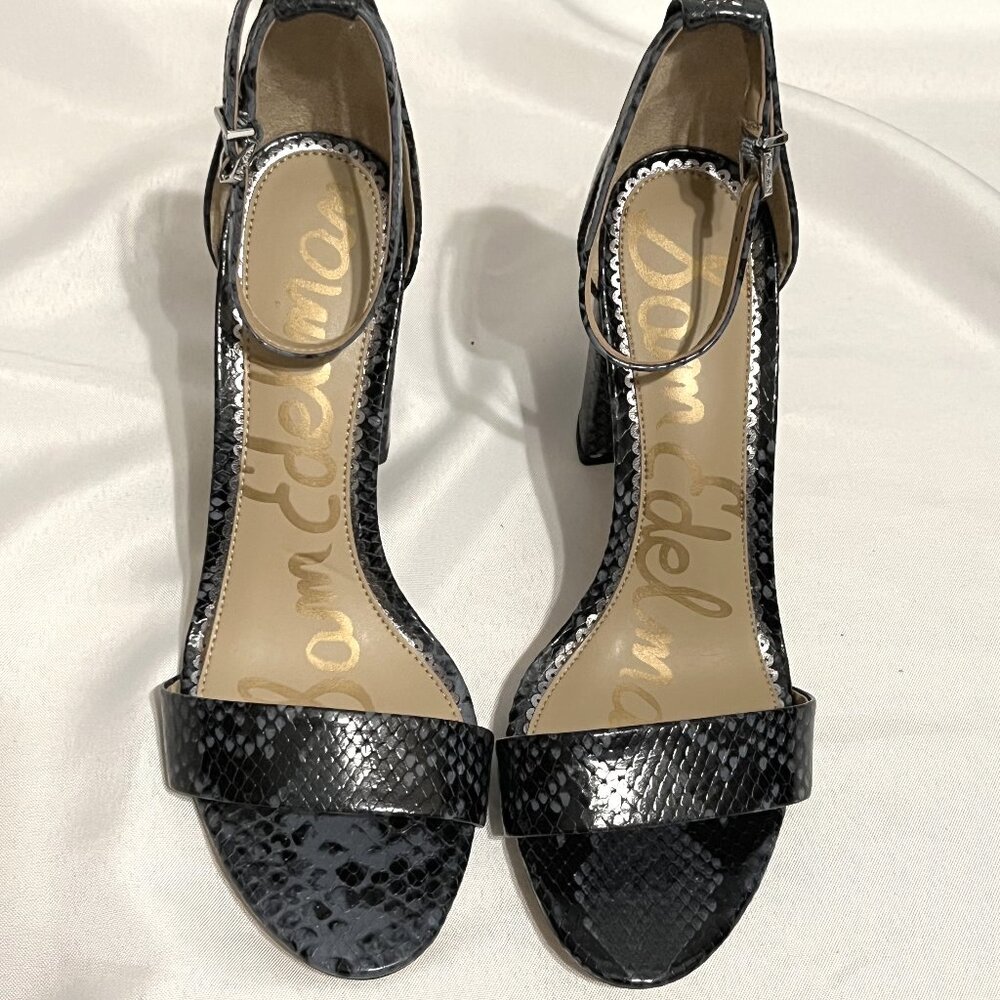 NWOT Sam Edelman | Yaro Block Heel Sandal | Snake Print Black | Size 8